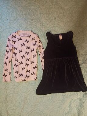 Carter's White Long-Sleeve Top with Black Bow Print And Black Carters Dress